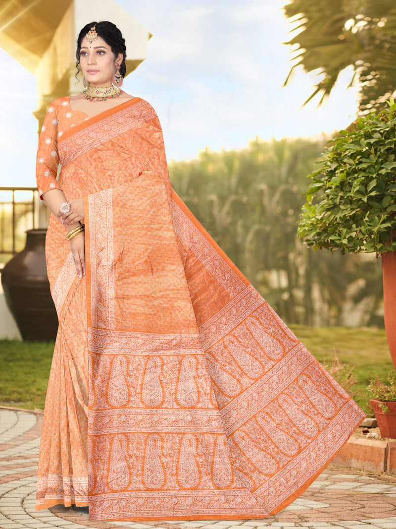 Peach Satin Silk Saree | BUY 1 GET 1 FREE