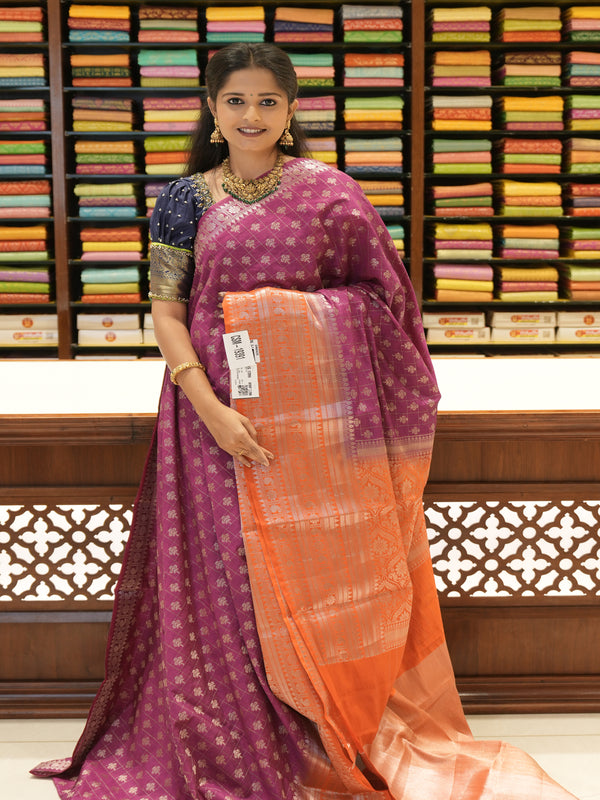 CSM-19391 | Purple & Orange Munga Silk Saree