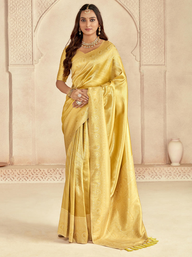 Cream Banaras Silk Saree