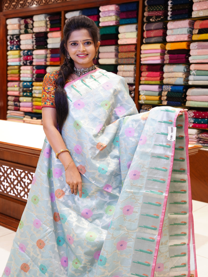 CSM-19599 | Light Blue Chanderi Silk Saree