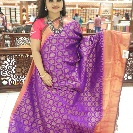 CSM-18379 | Violet & Pink Kanchi Pattu Saree