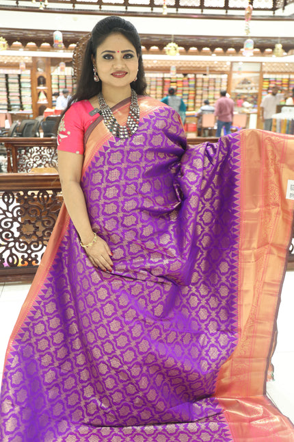 CSM-18379 | Violet & Pink Kanchi Pattu Saree