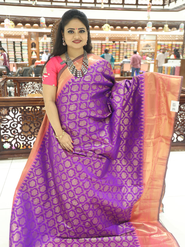 CSM-18379 | Violet & Pink Kanchi Pattu Saree