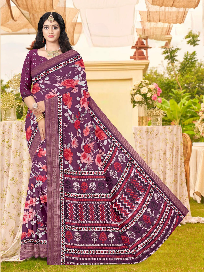 Violet Jute silk saree