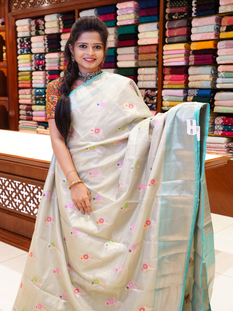 CSM-19600 | Mint Blue Chanderi Silk Saree