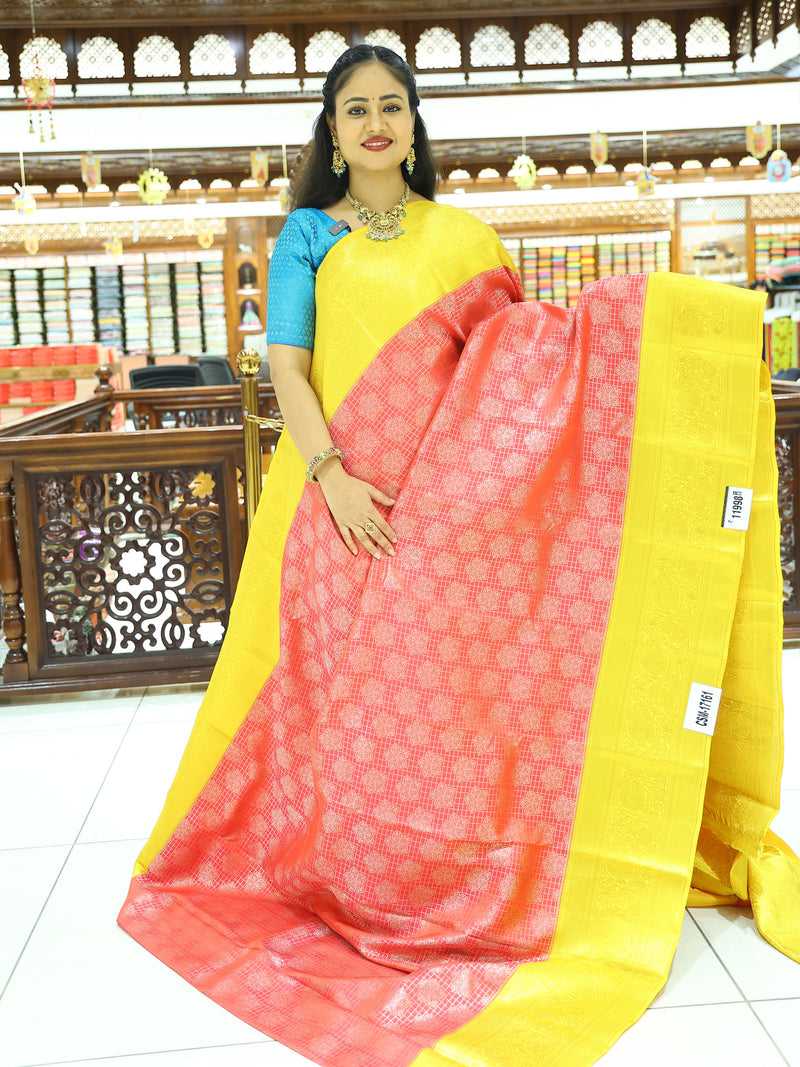 CSM-17161 | Pink & Yellow Kanchi Heera Pattu Saree