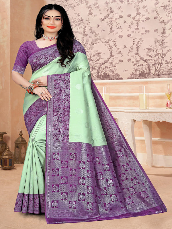 Beige Banaras Silk saree