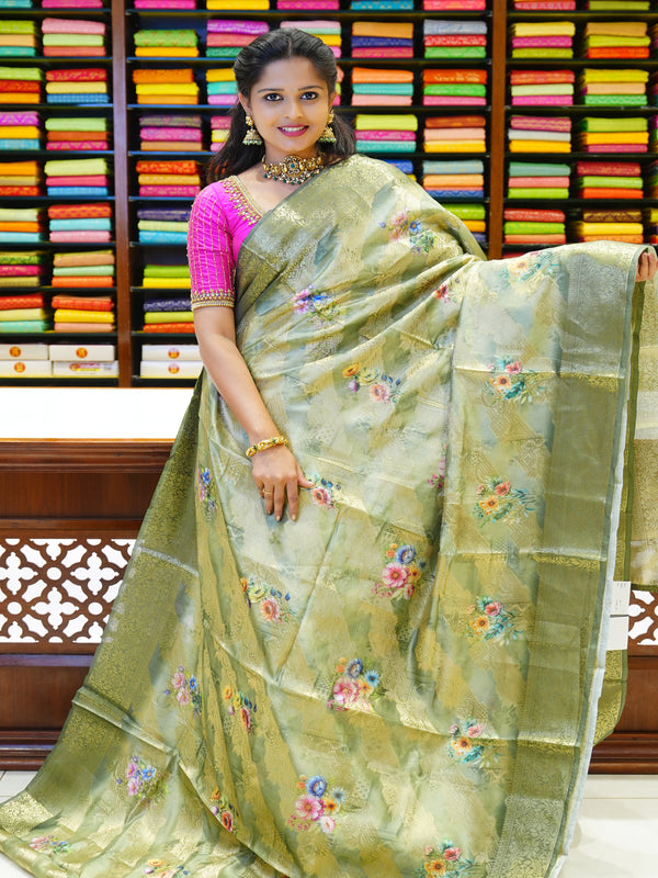 CSM-19506 | Green Soft Kathan Silk Saree