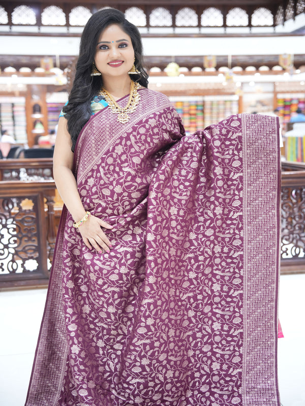 CSM-17478 | Wine Soft Khadi Silk Saree