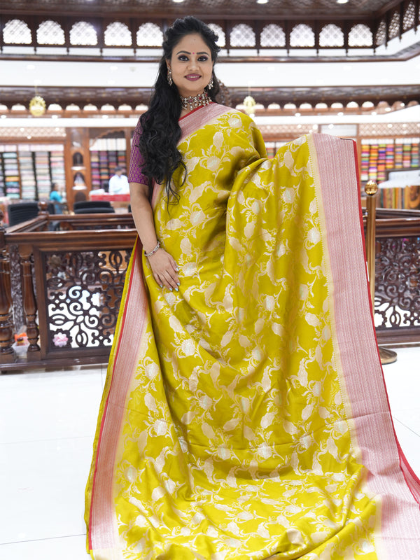 CSM-17630 | MUSTARD & RED Munga Silk Saree