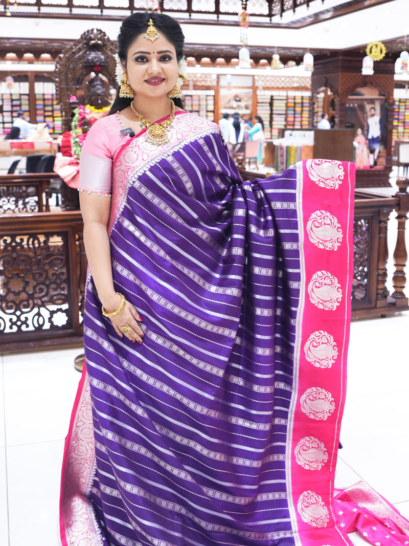 CSM-18453 | Purple & Rani Pink Soft Silk Saree