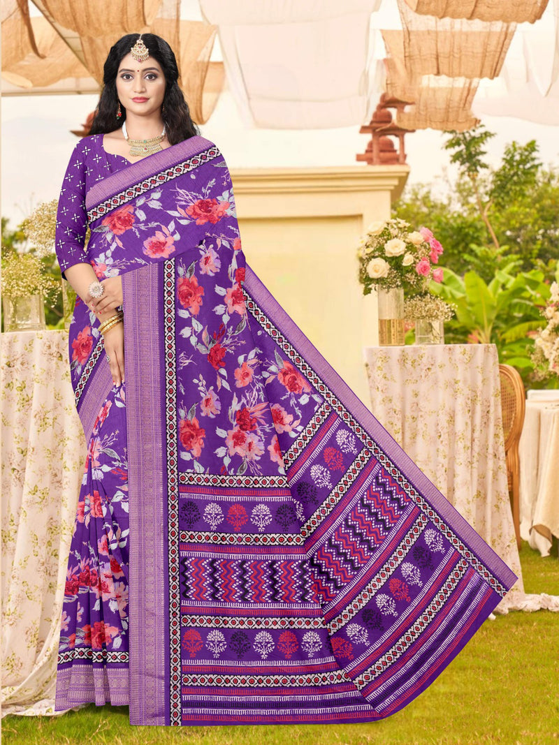 Violet Jute silk saree