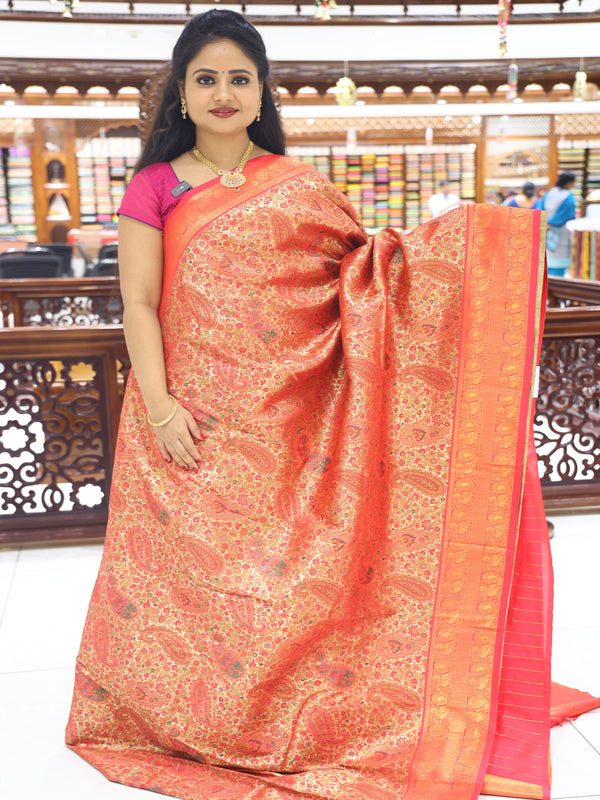 CSM-18623 | Gold & Red Banaras  Saree