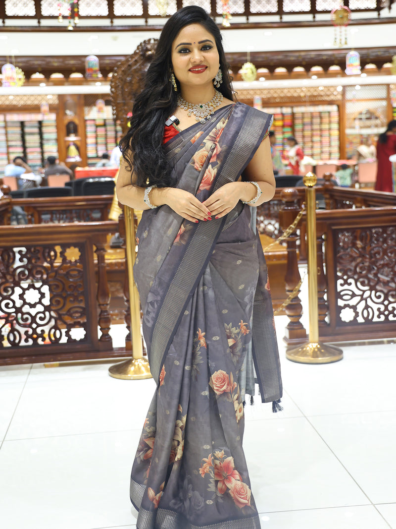 CSM-18240| Light Grey Dola Silk  Saree