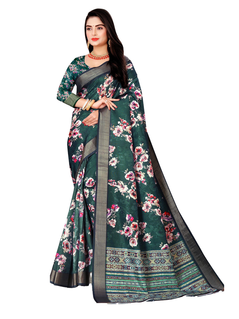 Rama Green Soft Chanderi Silk saree | BUY 1 GET 1 FREE