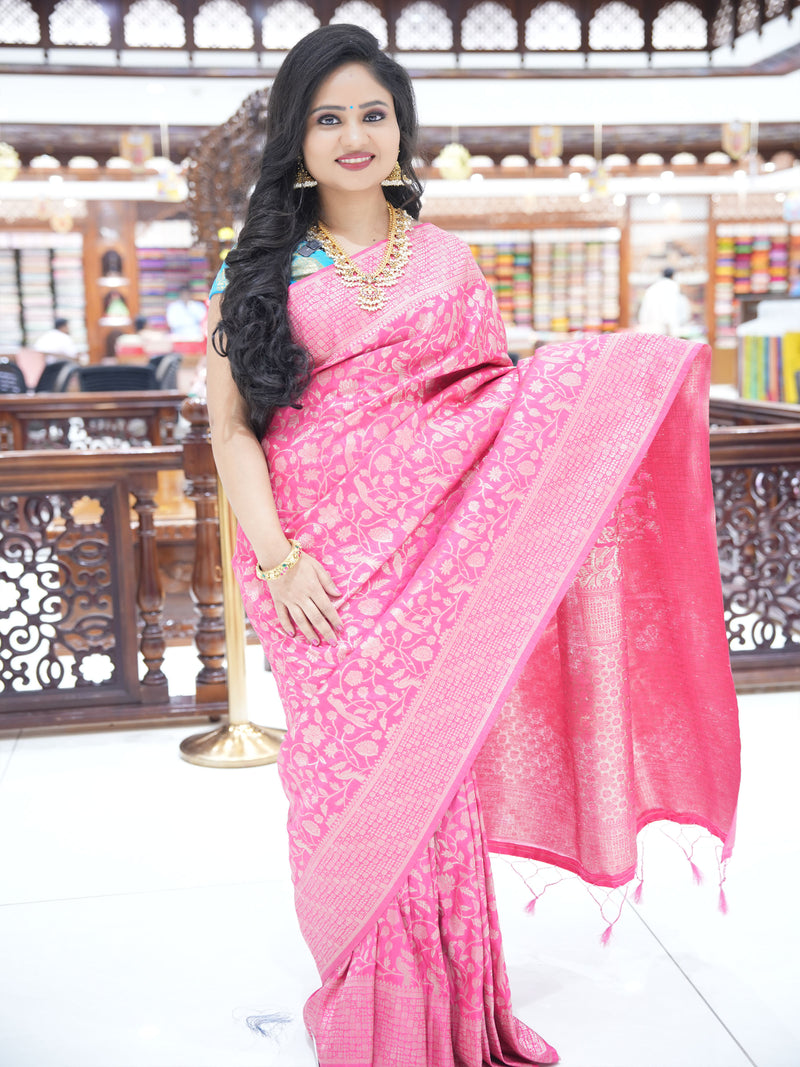 CSM-17479 | Pink Soft Khadi Silk Saree