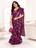 Wine Jute saree