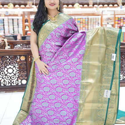 CSM-17450 | Magenta & Bottle Green  Kanchi Kalakshetra pattu Saree