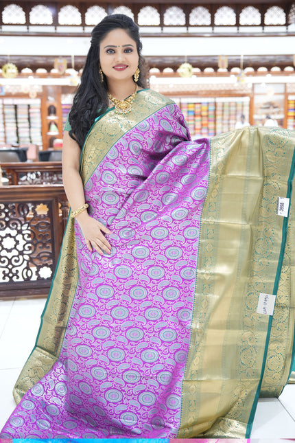 CSM-17450 | Magenta & Bottle Green  Kanchi Kalakshetra pattu Saree