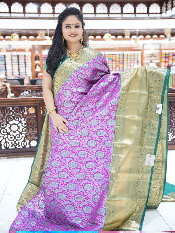 CSM-17450 | Magenta & Bottle Green  Kanchi Kalakshetra pattu Saree