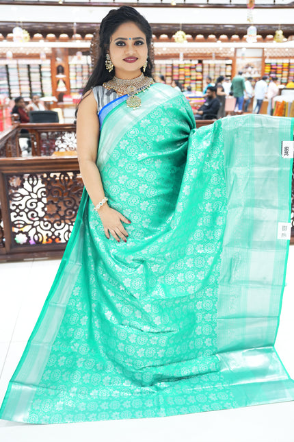 CSM-18338 | Light Green Kanchi Brocade Saree