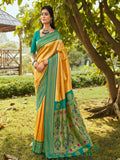 Green & Rani Pink Banaras Tissue Saree