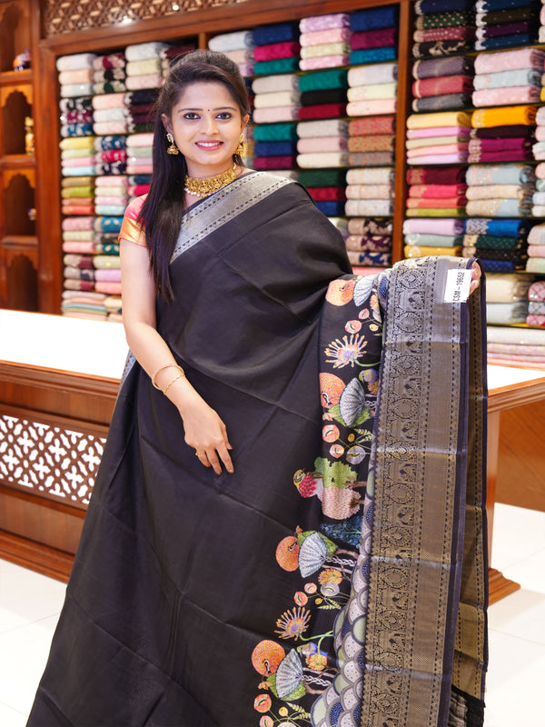 CSM-19652 | Black Crepe Silk Saree