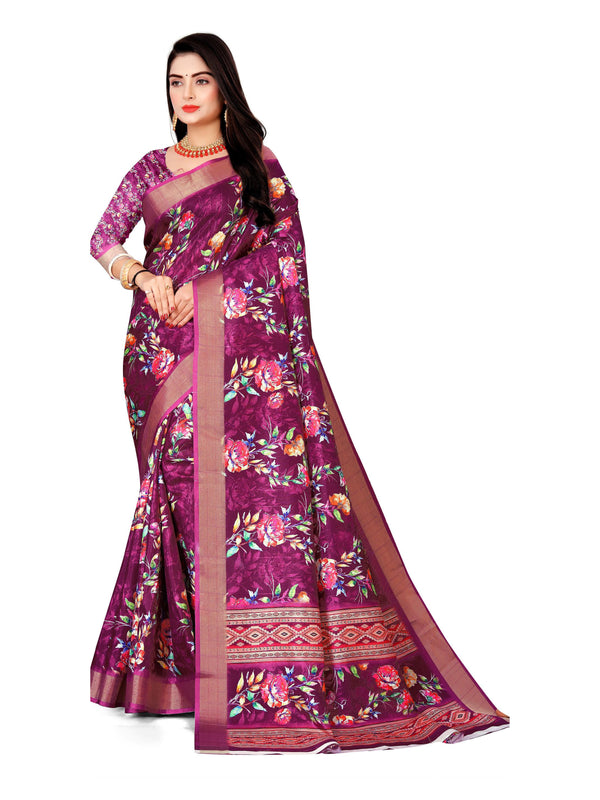 Purple Soft Chanderi Silk saree | BUY 1 GET 1 FREE