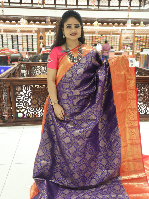 CSM-18376 | Navy & Red Kanchi Pattu Saree