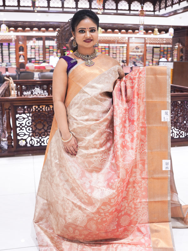 CSM-18502 | Light Pink Kalamkari Digital Print  Saree