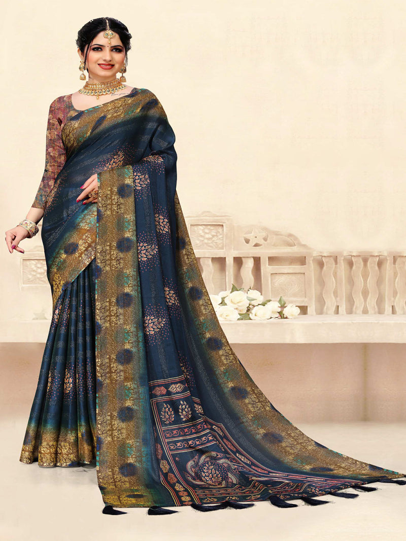 Rama Green  Chiffon Saree | BUY 1 GET 1 FREE