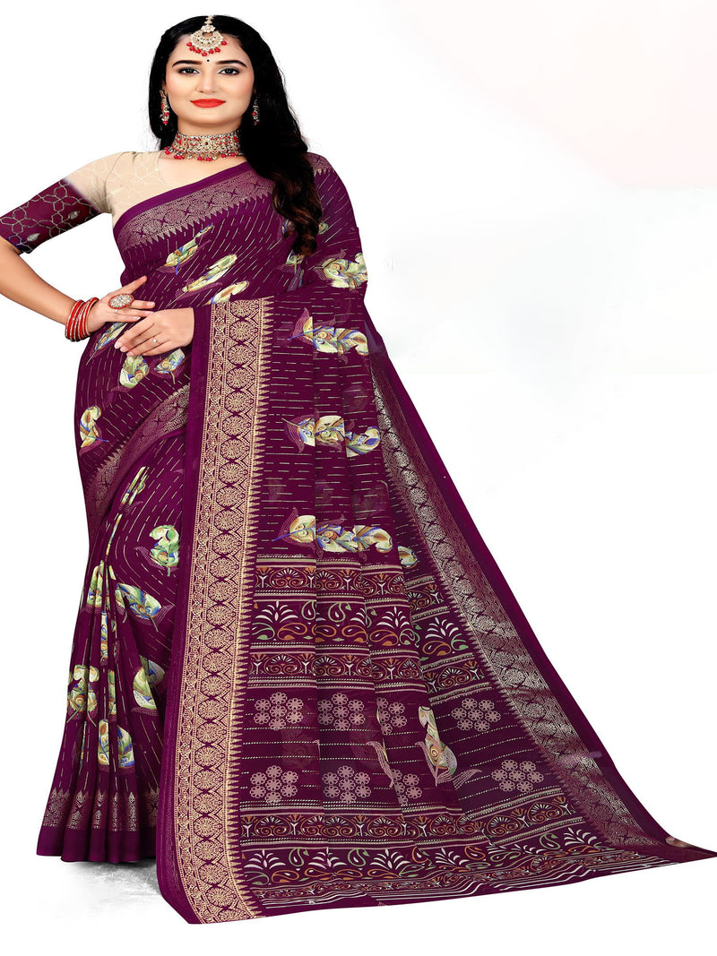 Violet Georgette Saree | BUY 1 GET 1 FREE