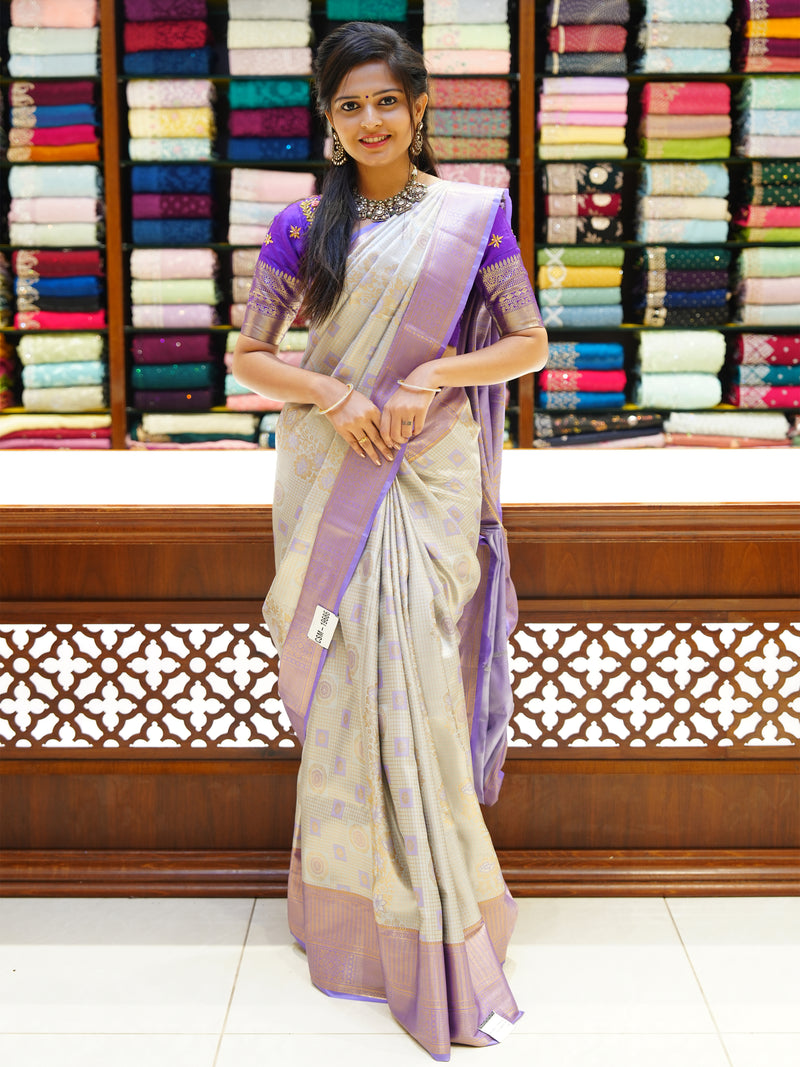 CSM-19686 | Grey & Lavender  Kanchi Padiya Pattu Saree