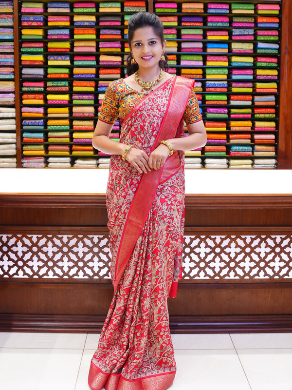 CSM-19529 | Red Crepe Silk Saree