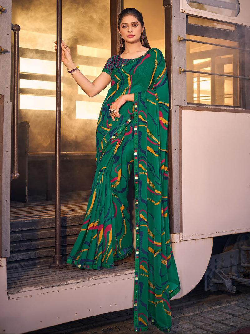 Rama Green Georgette Saree | BUY 1 GET 1 FREE