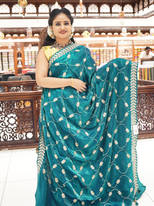 CSM-17885 |  Rama Green Glass Tissue saree