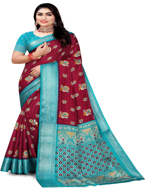 Purple Soft Chanderi saree | BUY 1 GET 1 FREE