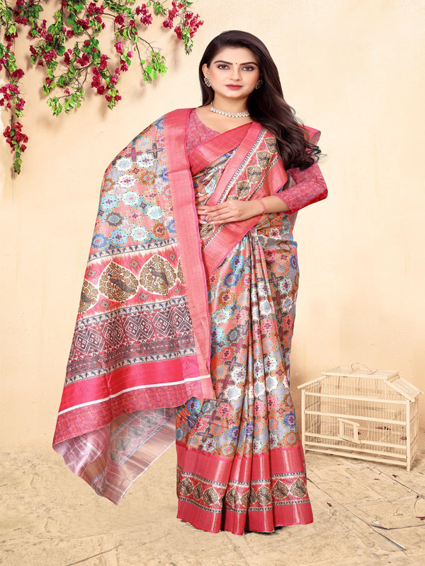 Magenta Tusser Silk saree | BUY 1 GET 1 FREE