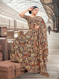 Coffee Brown Crepe Silk Saree