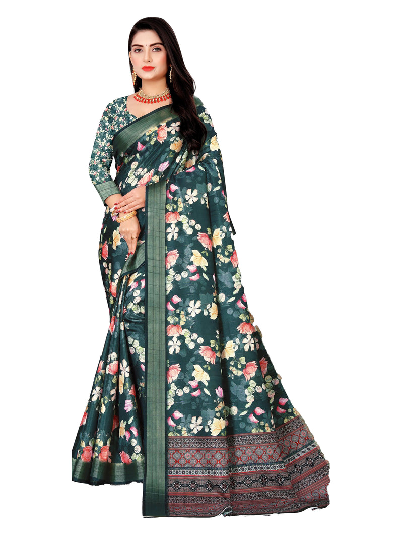 Charcoal  Soft Chanderi Silk saree | BUY 1 GET 1 FREE