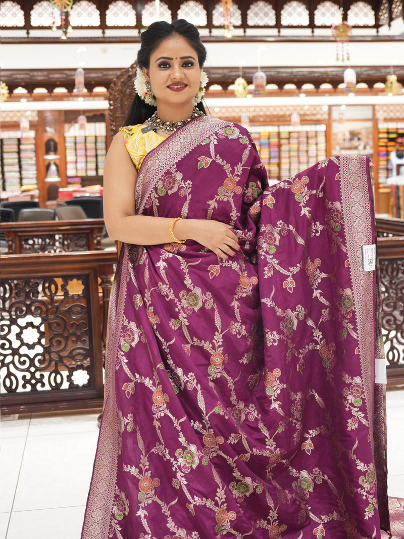 CSM-17866 |  Wine Soft  Banaras Silk Saree