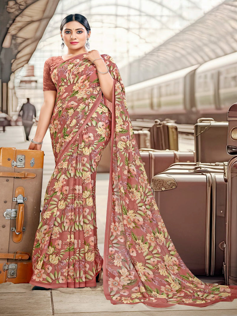 Coffee Brown Crepe Silk Saree