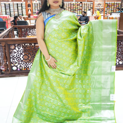 CSM-18335 | Mehandi Green Kanchi Brocade  Saree