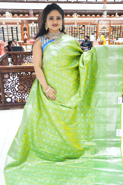 CSM-18335 | Mehandi Green Kanchi Brocade  Saree