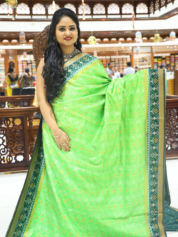 CSM-18207 | Lime Green Semi Patola Saree