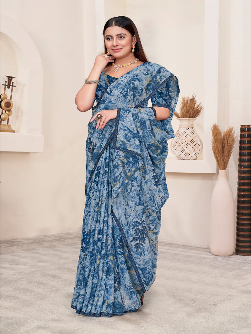 Grey saree Georgette| BUY 1 GET 1 FREE