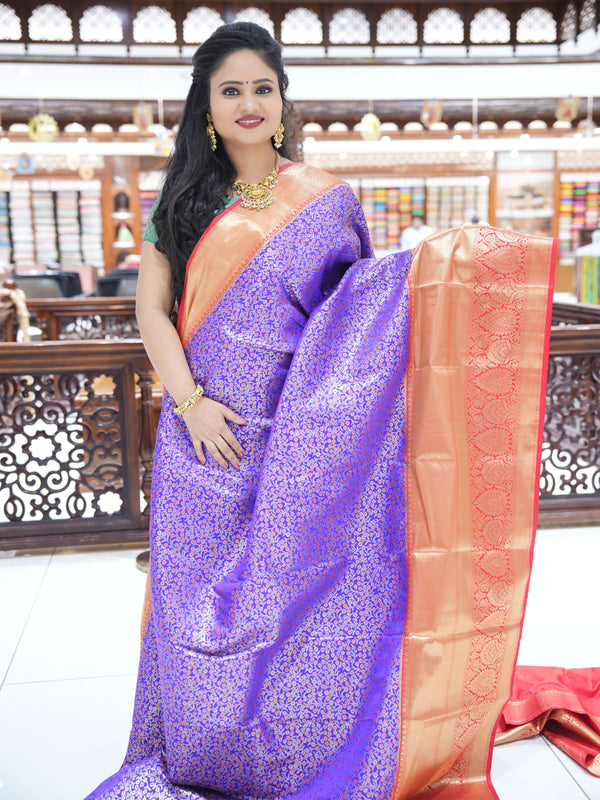 CSM-17445 | Royal Blue & Red Kanchi Kalakshetra pattu Saree