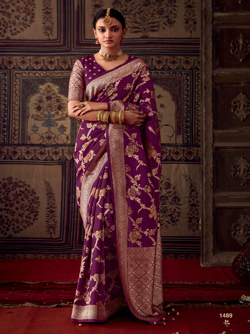 Purple Soft Banaras Silk Saree