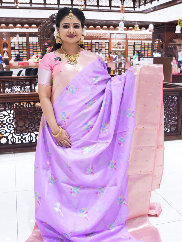 CSM-18458 | Lavender & Peach Light Weight Chanderi Silk Saree