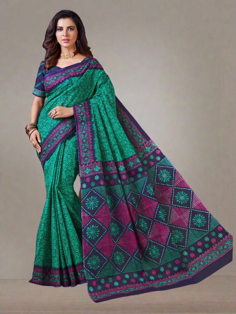 Rama Green Cotton Saree